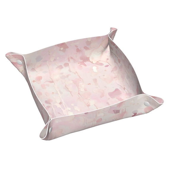 Multi-Size Leather Tray Four Corners Four Button Design Anti-Scratch Waterproof Convenient Cleaning Convenient Storage Rose Gold Foil Leopard Print2 Medium