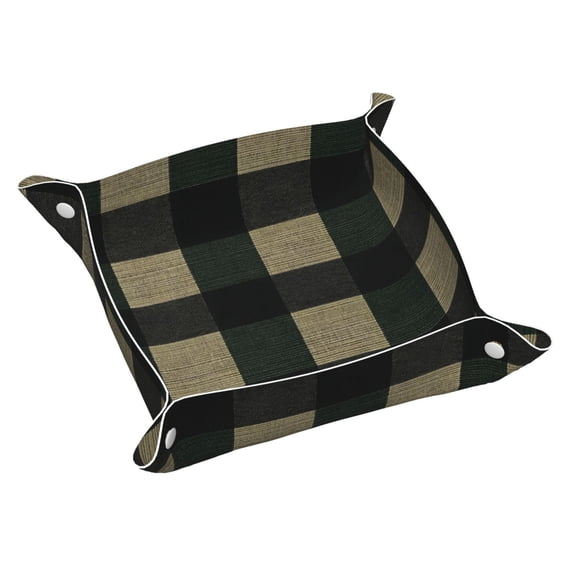 Multi-Size Leather Tray Four Corners Four Button Design Anti-Scratch Waterproof Convenient Cleaning Convenient Storage Springgreen Buffalo Plaid Check Tartan Scotland_2 Medium