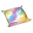 thumbnail image 1 of Multi-Size Leather Tray Four Corners Four Button Design Anti-Scratch Waterproof Convenient Cleaning Convenient Storage Yellow Tie-Dye Background Rainbow Colors_1 Small, 1 of 8
