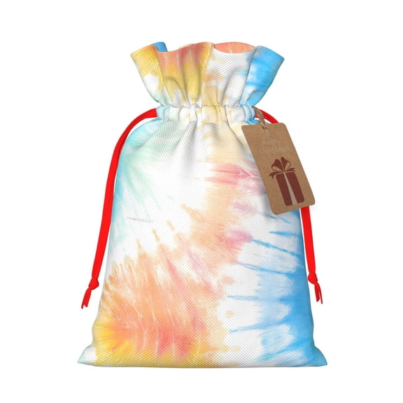 Multi-Size Linen Bundle Pocket Gift Bag Closing Method For Christmas Birthday Anniversary As A Gift Packaging Medium Lightgrey Tie-Dye Background Vibrant Colors And Swirling (3)