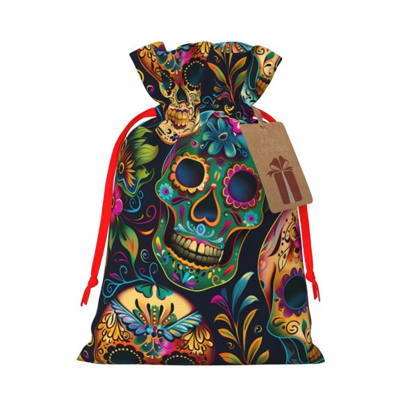 Multi-Size Linen Bundle Pocket Gift Bag Closing Method For Christmas Birthday Anniversary As A Gift Packaging Medium Festive Sugar Skulls (9)