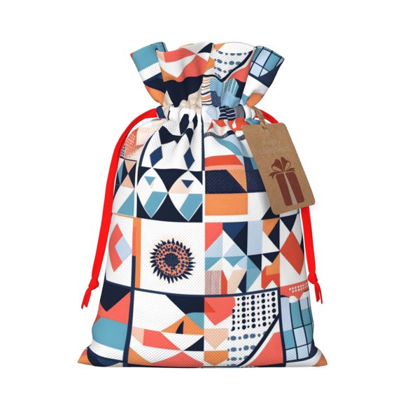 Multi-Size Linen Bundle Pocket Gift Bag Drawstring Opening And Closing Method For Christmas Birthday Anniversary As A Gift Packaging Small Aliceblue Geometric Patterns_4
