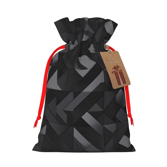 Multi-Size Linen Bundle Pocket Gift Bag Closing Method For Christmas Birthday Anniversary As A Gift Packaging Small Dark Gray Geometric Patterns_1 (3)