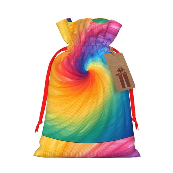 Multi-Size Linen Bundle Pocket Gift Bag Drawstring Opening And Closing Method For Christmas Birthday Anniversary As A Gift Packaging Small Darkorchid Tie Dye Background Rainbow Colors (2)