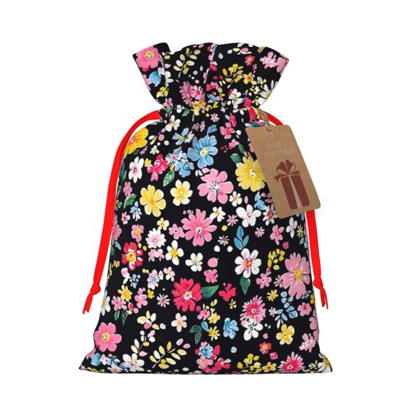 Multi-Size Linen Bundle Pocket Gift Bag Drawstring Opening And Closing Method For Christmas Birthday Anniversary As A Gift Packaging Small Groovy Flowers (9)