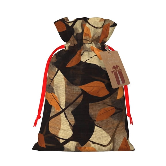 Multi-Size Linen Bundle Pocket Gift Bag Drawstring Opening And Closing Method For Christmas Birthday Anniversary As A Gift Packaging Small Plaid Fall Camo Brown_3