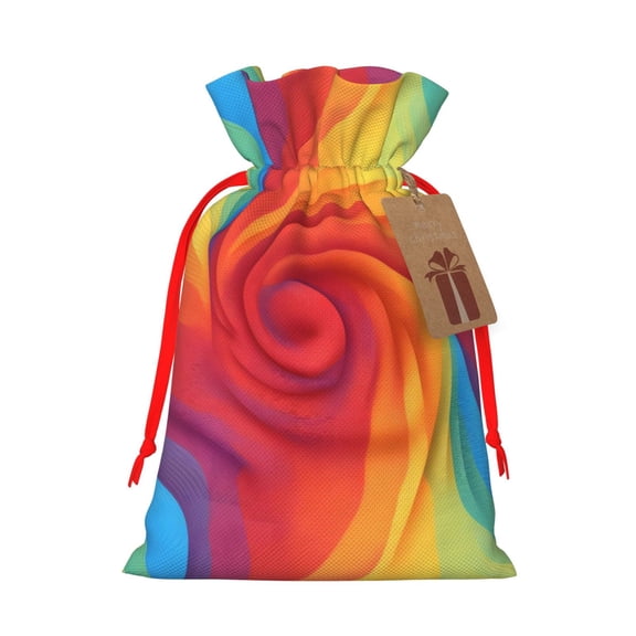 Multi-Size Linen Bundle Pocket Gift Bag Drawstring Opening And Closing Method For Christmas Birthday Anniversary As A Gift Packaging Small Red Tie Dye Background Rainbow Colors (2)