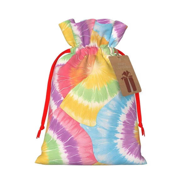 Multi-Size Linen Bundle Pocket Gift Bag Drawstring Opening And Closing Method For Christmas Birthday Anniversary As A Gift Packaging Small Tie-Dye Pattern Bright Colors Tie-Dye Background