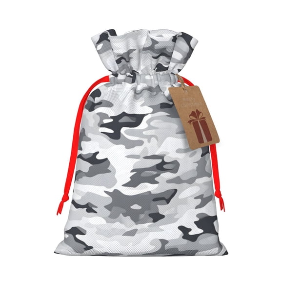 Multi-Size Linen Bundle Pocket Gift Bag Drawstring Opening And Closing Method For Christmas Birthday Anniversary As A Gift Packaging Small Vector Camouflage Pattern Gray_3