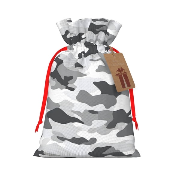 Multi-Size Linen Bundle Pocket Gift Bag Drawstring Opening And Closing Method For Christmas Birthday Anniversary As A Gift Packaging Small Vector Camouflage Pattern Gray_2