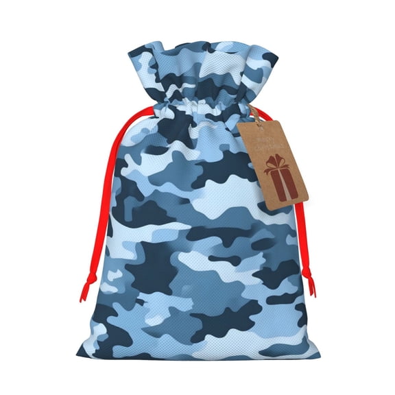 Multi-Size Linen Bundle Pocket Gift Bag Drawstring Opening And Closing Method For Christmas Birthday Anniversary As A Gift Packaging Small Vector Camouflage Pattern Blue_3