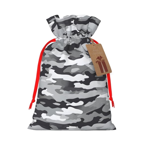 Multi-Size Linen Bundle Pocket Gift Bag Drawstring Opening And Closing Method For Christmas Birthday Anniversary As A Gift Packaging Small Vector Camouflage Pattern Gray_1