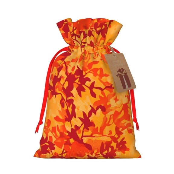 Multi-Size Linen Bundle Pocket Gift Bag Closing Method For Christmas Birthday Anniversary As A Gift Packaging Small Vector Camouflage Pattern Orange Red_3