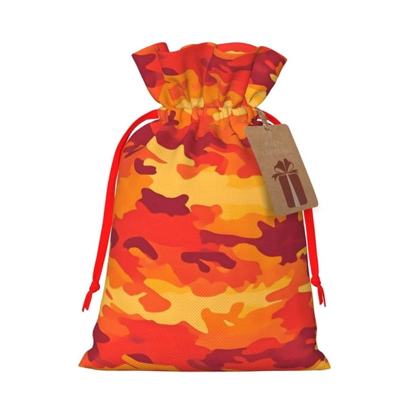 Multi-Size Linen Bundle Pocket Gift Bag Drawstring Opening And Closing Method For Christmas Birthday Anniversary As A Gift Packaging Small Vector Camouflage Pattern Orange Red_4