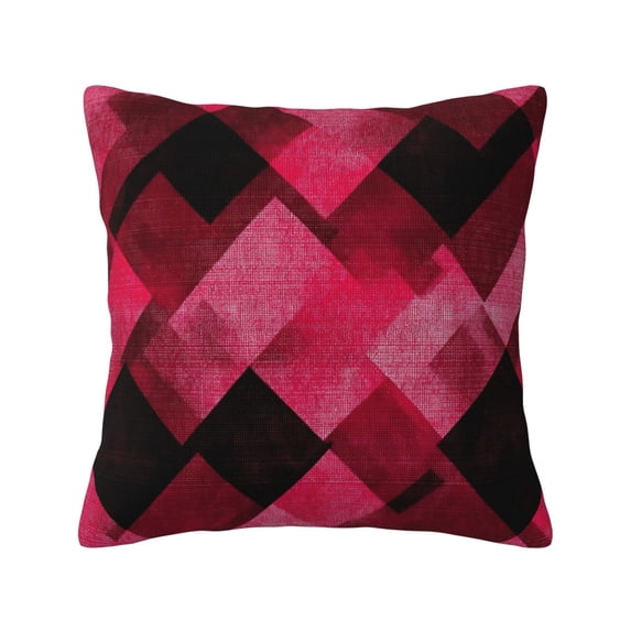 Multi-Size Linen Sofa Pillow Cover Invisible Zipper Open And Close Strong Use For Sofa Chair Garden Sofa Car Argyle Plaid Magenta_1 20"X20"