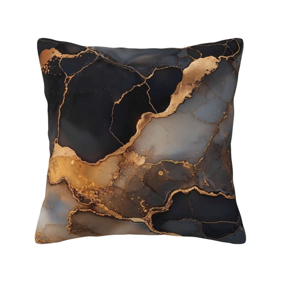 Multi-Size Linen Sofa Pillow Cover Invisible Zipper Open And Close Strong Use For Sofa Chair Garden Sofa Car Black And White Gold Marble 20"X20"