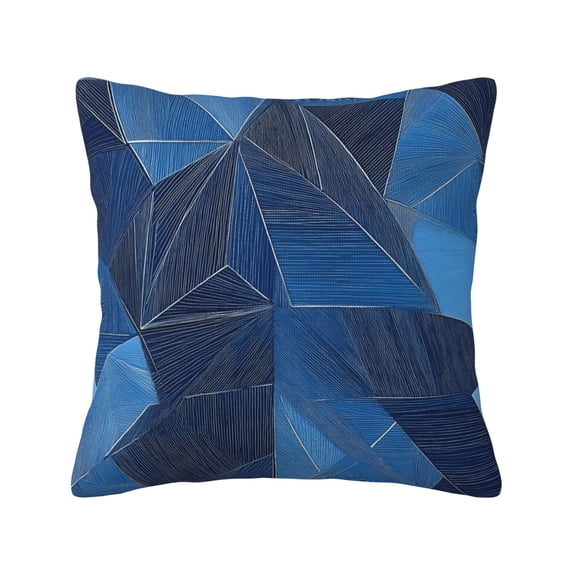 Multi-Size Linen Sofa Pillow Cover Invisible Zipper Open And Close Strong Use For Sofa Chair Garden Sofa Car Blue Geometric Lines_3 20"X20"