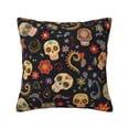 thumbnail image 1 of Multi-Size Linen Sofa Pillow Cover Invisible Zipper Open And Close Strong Use For Sofa Chair Garden Sofa Car Retro Skull Head Flower 20"X20", 1 of 8