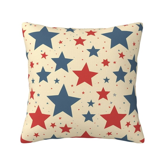 Multi-Size Linen Sofa Pillow Cover Invisible Zipper Open And Close Strong Use For Sofa Chair Garden Sofa Car Independence Day Theme Elements Star (1) 16"X16"