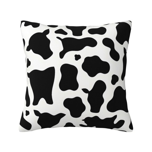 Multi-Size Linen Sofa Pillow Cover Invisible Zipper Open And Close Strong Use For Sofa Chair Garden Sofa Car Simple Cow Print Pattern, Vector Art Style_4 16"X16"
