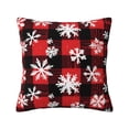 thumbnail image 1 of Multi-Size Linen Sofa Pillow Cover Invisible Zipper Open And Close Strong Use For Sofa Chair Garden Sofa Car Snowflakes On The Red And Black Checkered Pattern (2) 16"X16", 1 of 8