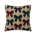 thumbnail image 1 of Multi-Size Linen Sofa Pillow Cover Invisible Zipper Open And Close Strong Use For Sofa Chair Garden Sofa Car Sophisticated Velvet Jewel Tone Ribbon Bow Pattern 20"X20", 1 of 8