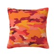 thumbnail image 1 of Multi-Size Linen Sofa Pillow Cover Invisible Zipper Open And Close Strong Use For Sofa Chair Garden Sofa Car Vector Camouflage Pattern Orange Red_1 18"X18", 1 of 8