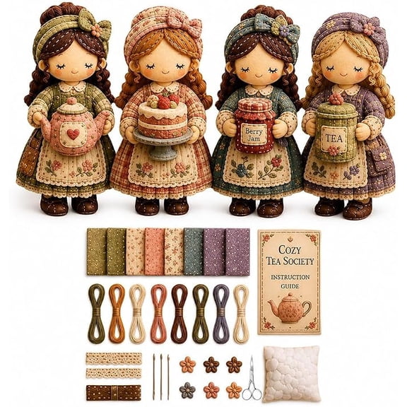 Multi-Size Multi-Color Canvas Hand Sewing Doll Kit, Creative Patchwork Craft Gift Set for Teen Girls Parent-Child DIY Activity(D)