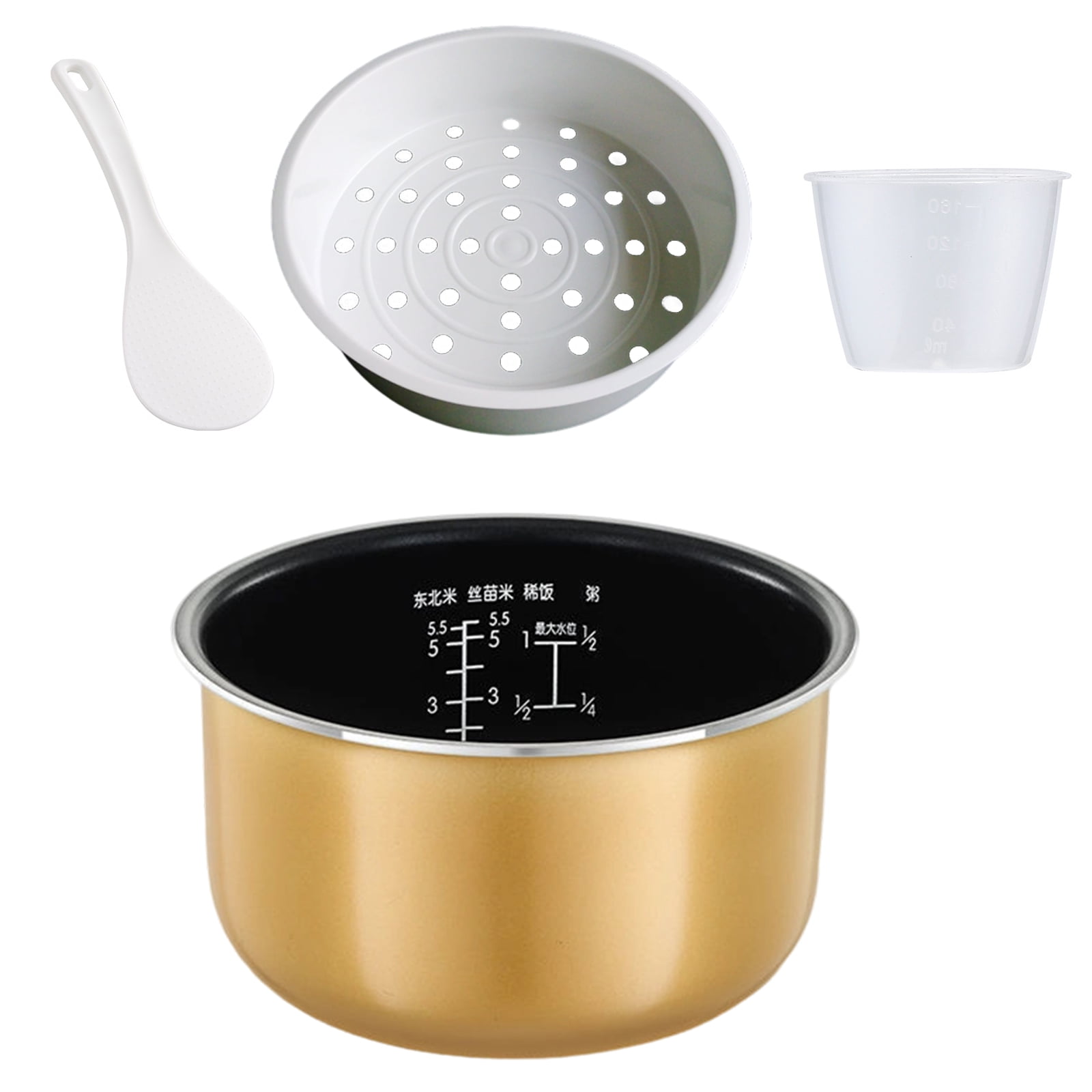 Multi Size Nonstick Rice Cooker Insert Pots 3L 4L 5L Interchangeable Inner Bowl Heat Distribution Food Grade Coating