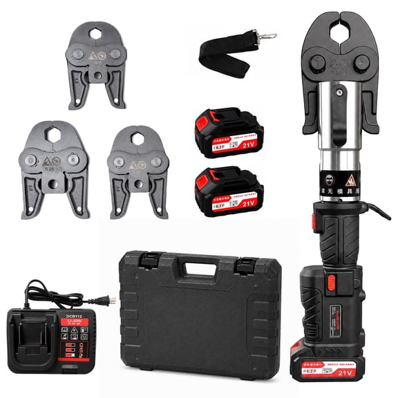 Multi-Size Pipe Crimping Tool, 18V Electric Pro Press Crimper with 1/2 in to 1 in Jaws for Copper, PEX & Stainless Steel Pipe Fitting Jobs