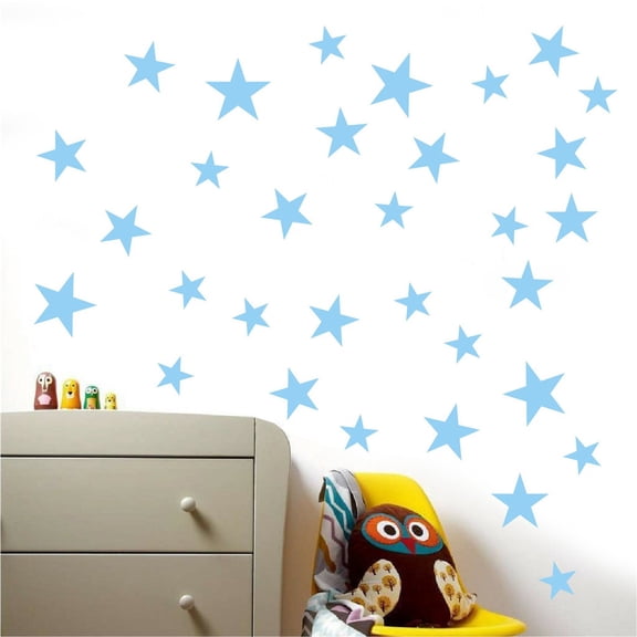Multi-Size Removable Star Pattern Vinyl Wall Stickers Peel And Stick For Bedroom Blank Wall Space Refresh Decor