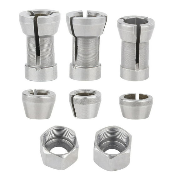 Multi-Size Router Collet Conversion Set 6-8mm, Carbon Steel Adapters for Trim Tools & Woodworking Machines, Secure Grip