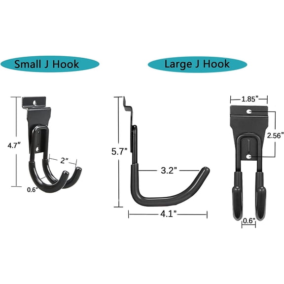 Multi-Size Slatwall Hooks 14-Pack – Wall Mount Utility Hooks for Garage, Home, and Retail Use