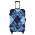 thumbnail image 1 of Multi-Size Suitcase Protective Cover Full Range Double Stitching Invisible Zipper For Travel Business Argyle Plaid Deepskyblue_2 Large, 1 of 8
