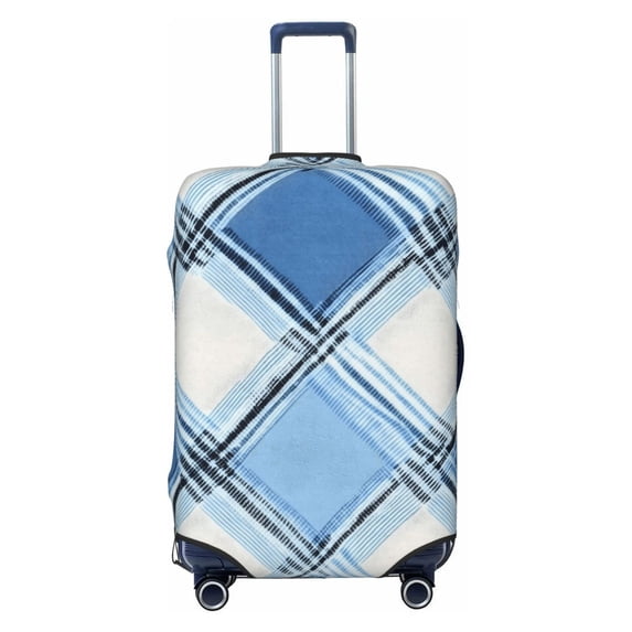 Multi-Size Suitcase Protective Cover Full Range Double Stitching Invisible Zipper For Travel Business Argyle Plaid Lightskyblue_49288_1 Small