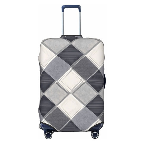 Multi-Size Suitcase Protective Cover Full Range Double Stitching Invisible Zipper For Travel Business Argyle Plaid Lightslategray_3 Small