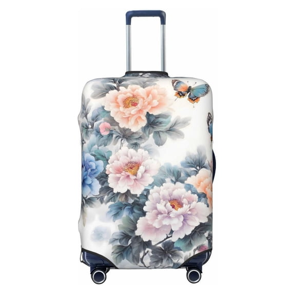 Multi-Size Suitcase Protective Cover Full Range Double Stitching Invisible Zipper For Travel Business Flowers And Butterflies Small