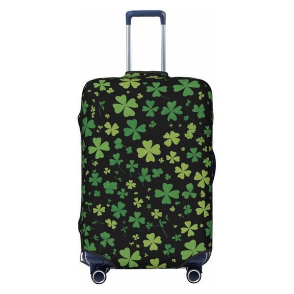 Multi-Size Suitcase Protective Cover Full Range Double Stitching Invisible Zipper For Travel Business Green Four-Leaf Clover Small