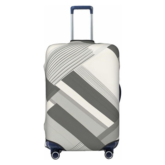 Multi-Size Suitcase Protective Cover Full Range Double Stitching Invisible Zipper For Travel Business Lightslategray Geometric Lines_3 X-Large