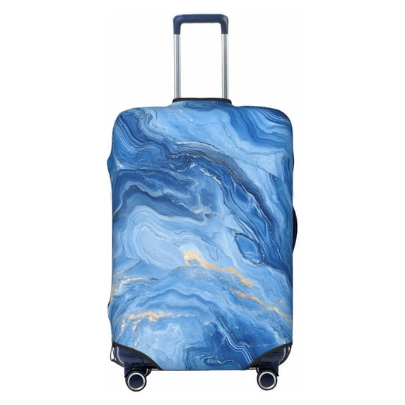 Multi-Size Suitcase Protective Cover Full Range Double Stitching Invisible Zipper For Travel Business Steelblue Marble_1 X-Large