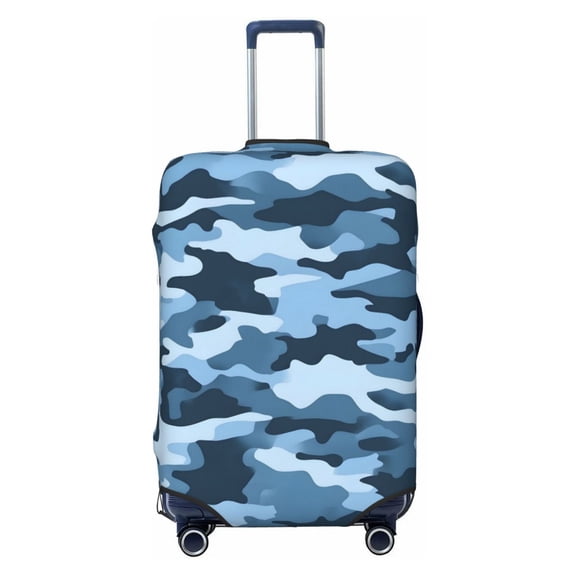 Multi-Size Suitcase Protective Cover Full Range Double Stitching Invisible Zipper For Travel Business Vector Camouflage Pattern Blue_3 Small