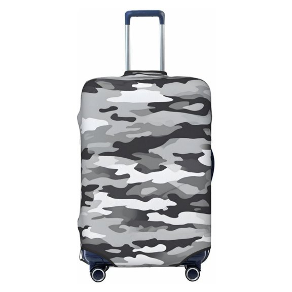 Multi-Size Suitcase Protective Cover Full Range Double Stitching Invisible Zipper For Travel Business Vector Camouflage Pattern Gray_1 Small