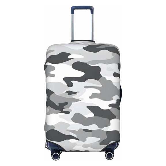 Multi-Size Suitcase Protective Cover Full Range Double Stitching Invisible Zipper For Travel Business Vector Camouflage Pattern Gray_2 Small