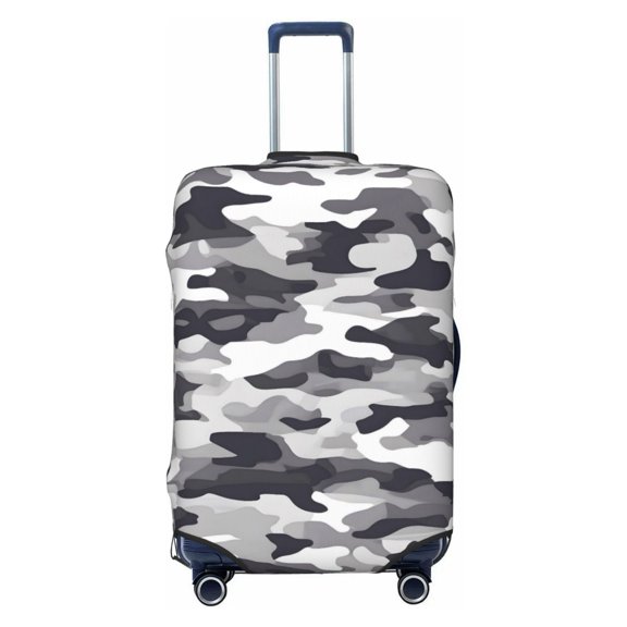 Multi-Size Suitcase Protective Cover Full Range Double Stitching Invisible Zipper For Travel Business Vector Camouflage Pattern Gray_4 Small
