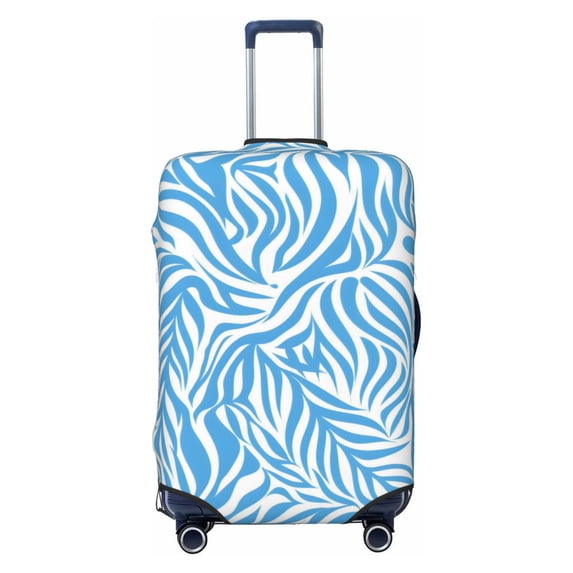 Multi-Size Suitcase Protective Cover Full Range Double Stitching Invisible Zipper For Travel Business Zebra Print Style Lightblue_2 X-Large