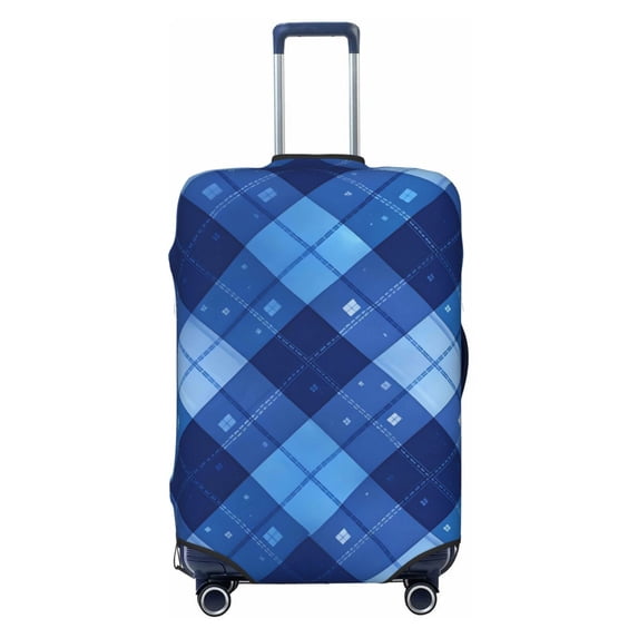 Multi-Size Suitcase Protective Cover Full Range Double Stitching Invisible Zipper For Travel Business Blueviolet Moroccan Buffalo Plaid Tartan Check Hand-Drawn Sketch_2 Large