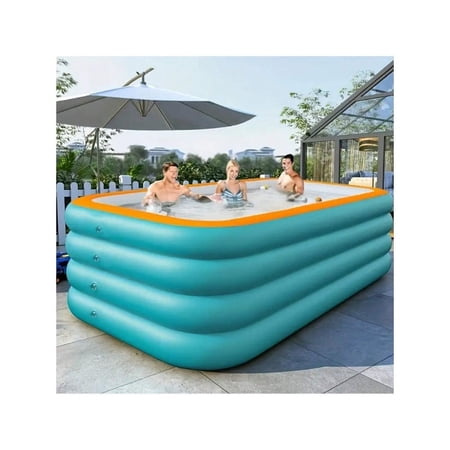 Multi-Size Super Large 3-Ring/ 4-Ring Inflatable Swimming Pool Outdoor Swimming Pool, Thickened And Tall Square Family Inflatable Swimming Pool, Suitable For Outdoor, Courtyard, Family Gathering