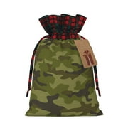 Multi-Sized Color-Blocked Linen Drawn-Out Gift Bags Are Suitable For Holiday Travel And Shopping Texture Military Camouflage Abstract