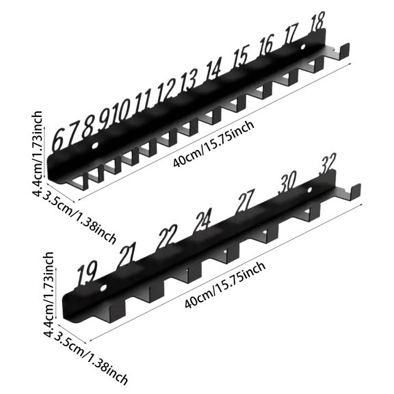 Multi Slot Number Wall Hanging Rack Black Metal Wall Mount Hook Organizer Space Saving Storage Holder For Entryway Kitchen Tool Garage Wall Decor