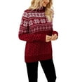 thumbnail image 1 of Multi Snowflake Pattern Turtleneck Christmas Sweater for Women Burgundy X-Large, 1 of 5